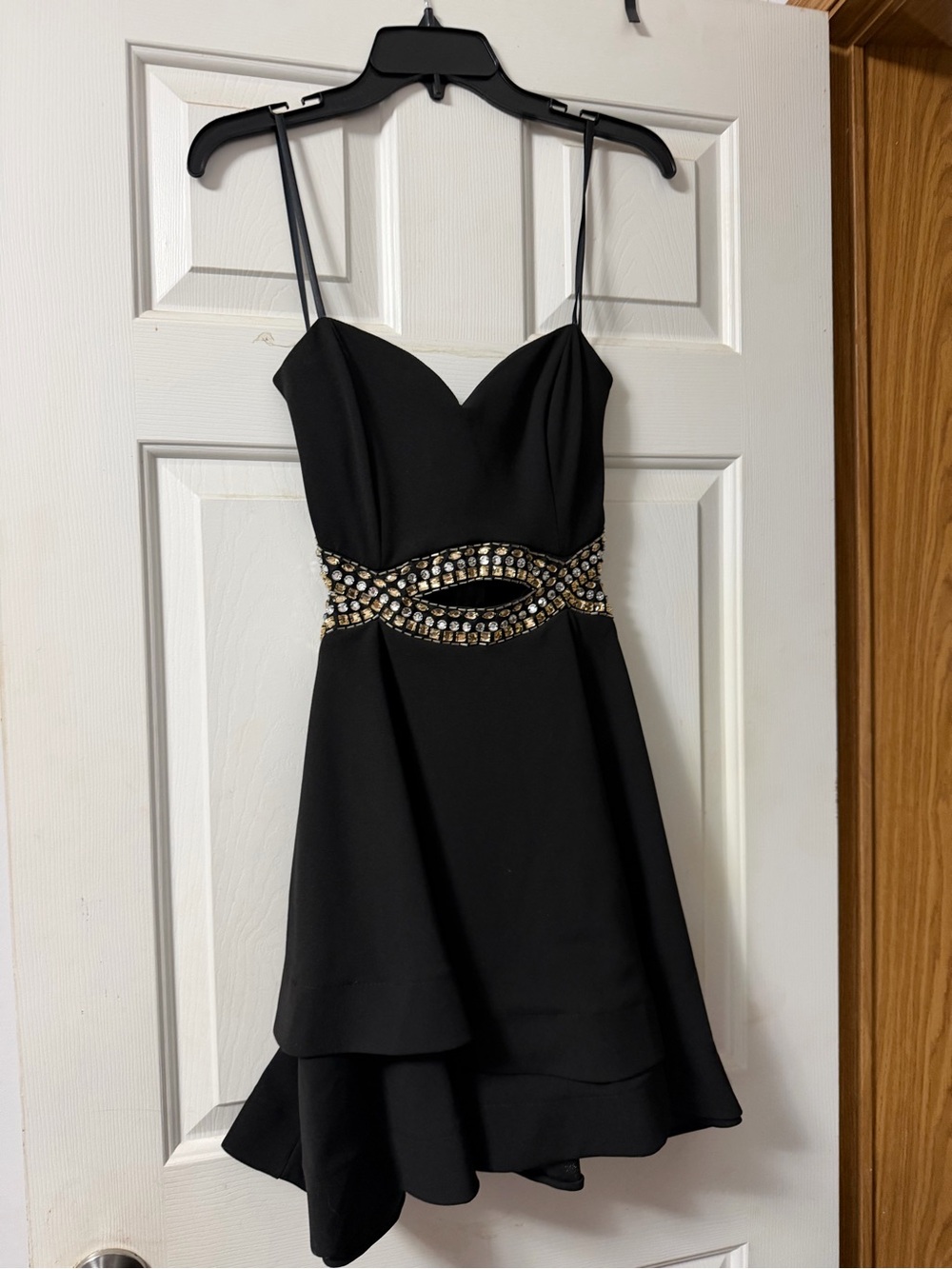 B Darlin Black High-Low Dress with Jeweled Waist
